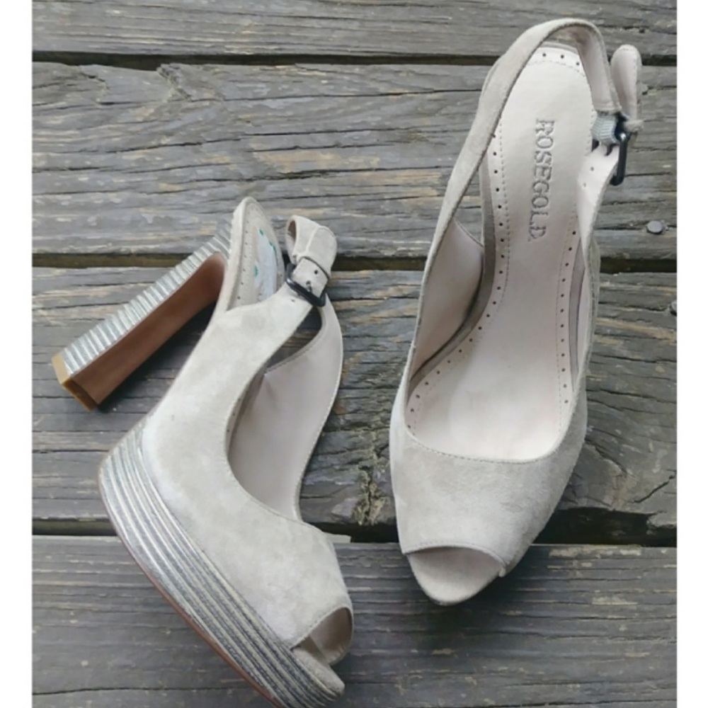 Rosegold Platform Peel Toe Sandals Sz 38.5